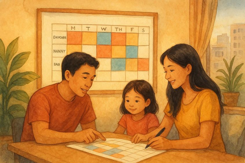 Family planning hybrid childcare schedule in Bangkok