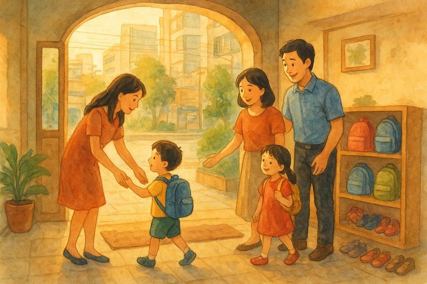 Morning daycare drop-off in On Nut Bangkok