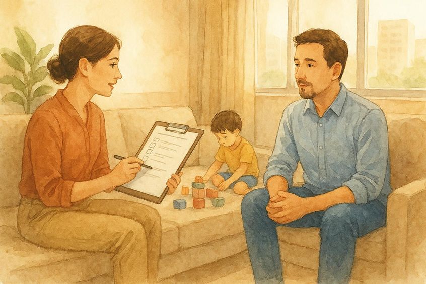 Nanny trial shift checklist discussion in Bangkok home